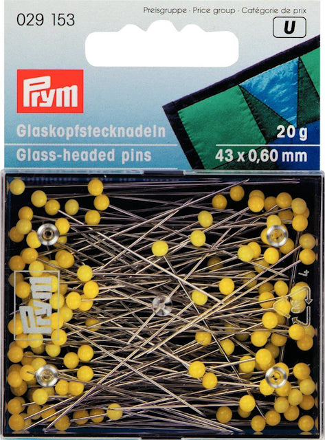 Knappnålar Prym 43 x 0,60 mm glashuvud